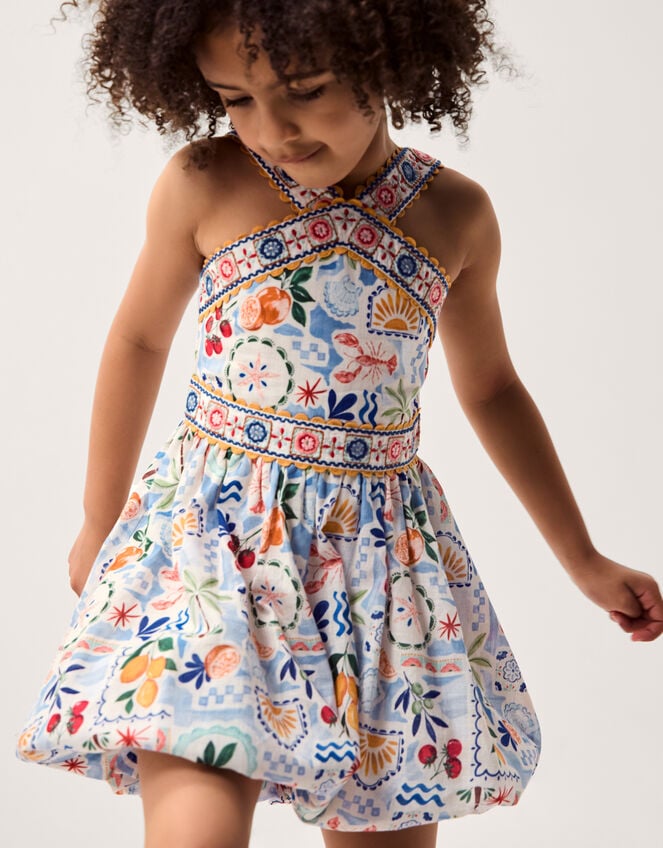 Monsoon x Charlie Taylor Printed Bubble Hem Dress, Ivory (IVORY), large