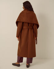 Petra Wool Blend Scarf Coat, Camel (CAMEL), large