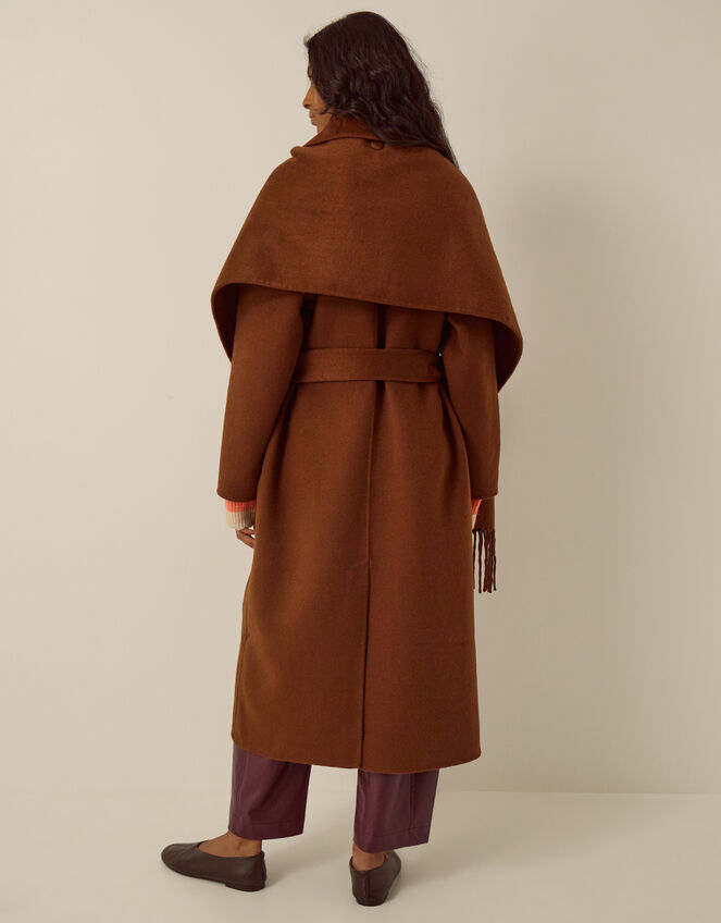Petra Wool Blend Scarf Coat, Camel (CAMEL), large