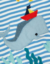 Newborn William the Whale Short Sleeve Sleepsuit, Blue (BLUE), large