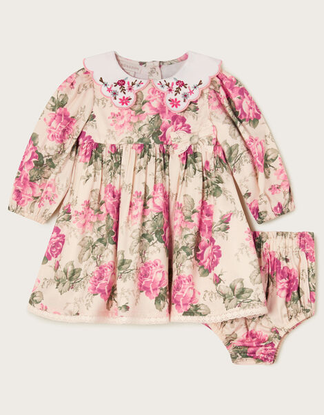 Newborn Betsy Floral Dress and Briefs Set, Ivory (IVORY), large