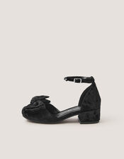 Embellished Bow Velvet Two Part Heels, Black (BLACK), large