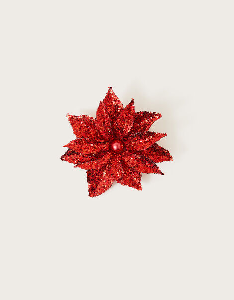 Poinsettia Glitter Flower Clip, , large