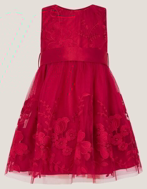 Baby Alicia Embroidered Lace Dress, Red (RED), large