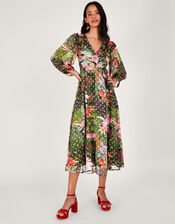 Anastasia Metallic Wrap Dress in Sustainable Viscose, Green (GREEN), large