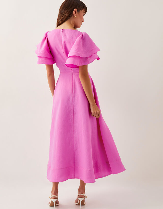 Patricia Ruffle Sleeve Midi Dress, Pink (PINK), large