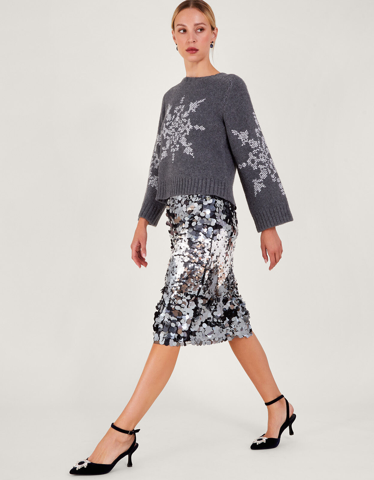 Sal Snowflake Jumper Grey