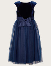 Odette Velvet Embroidered Maxi Dress, Blue (NAVY), large