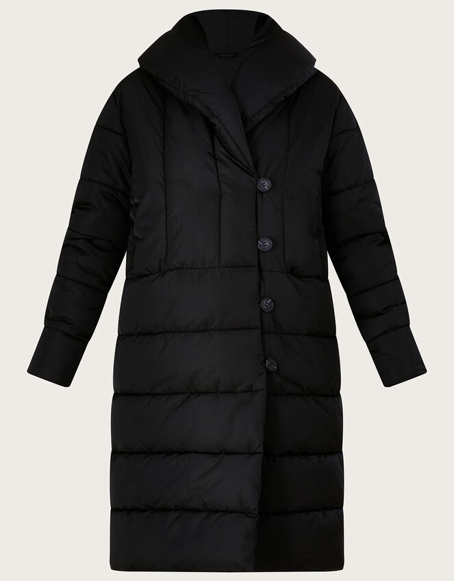 Stephie Stitch Detail Padded Coat in Recycled Polyester, Black (BLACK), large