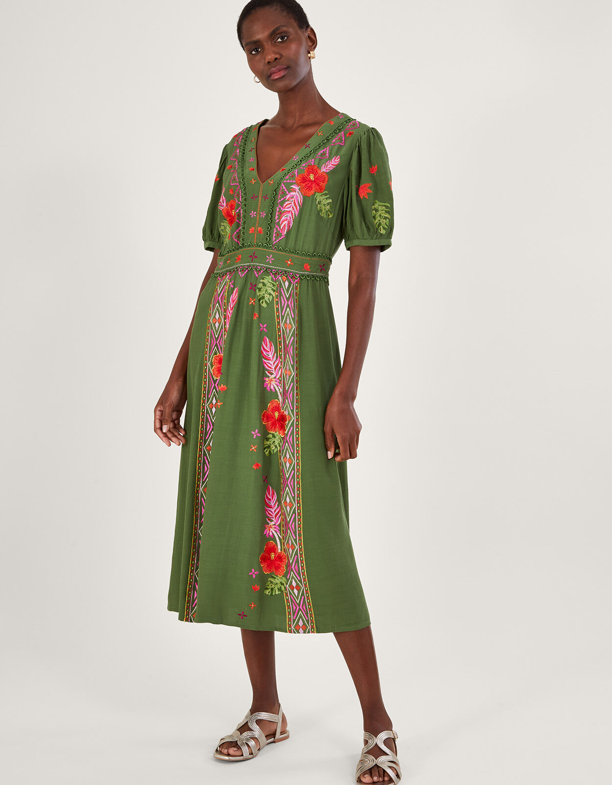 Monsoon green floral dress hotsell