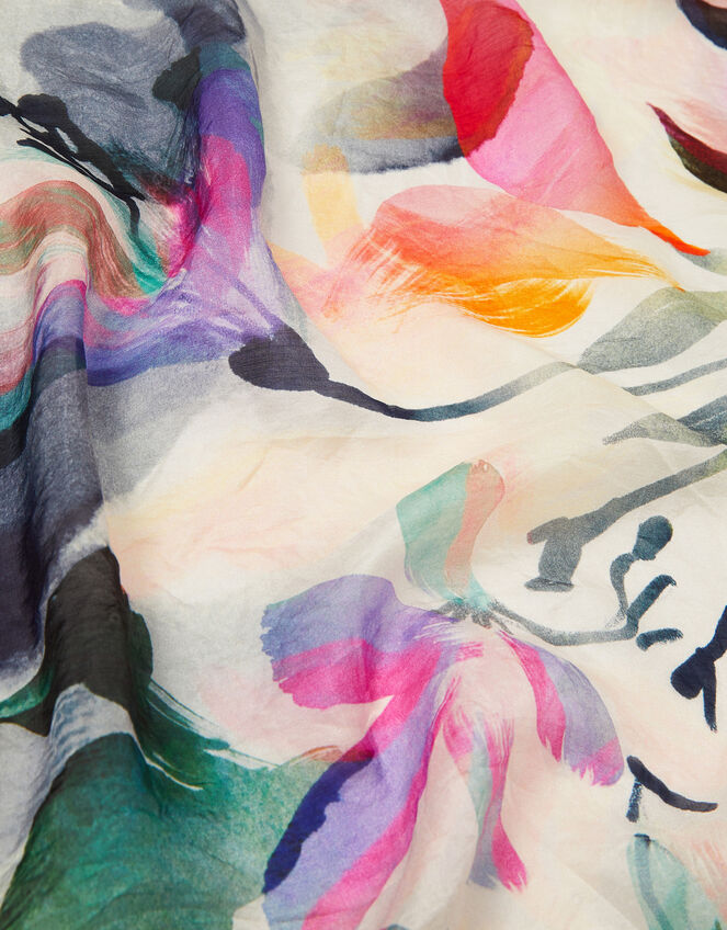 Aimee Lou Large Floral Silk Scarf, Blue (BLUE), large