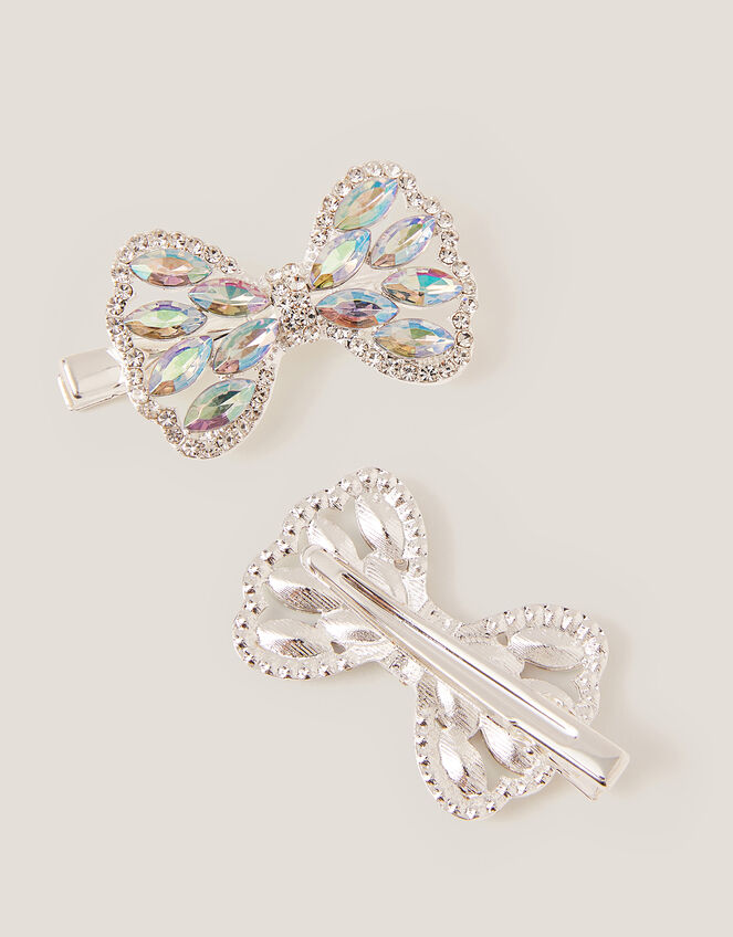 2-Pack Jewel Bow Metal Hair Clips, , large