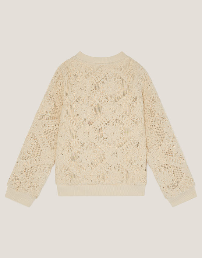 Crochet Bomber Jacket, Cream (CREAM), large