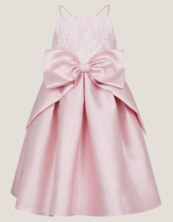 Juniper Satin Lace Bow Bridesmaid Dress, Pink (PINK), large