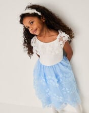 Rebecca Appliqu&eacute; Scallop Tiered Party Dress, Blue (BLUE), large