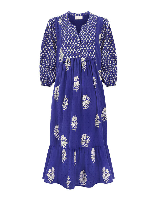East Bohemian Print Dobby Dress, Blue (BLUE), large