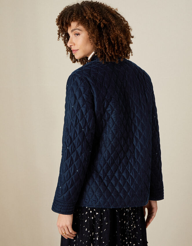 Quilted Velvet Jacket, Blue (BLUE), large