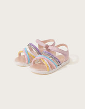 Glitter Strap Rainbow Sandals, Multi (MULTI), large