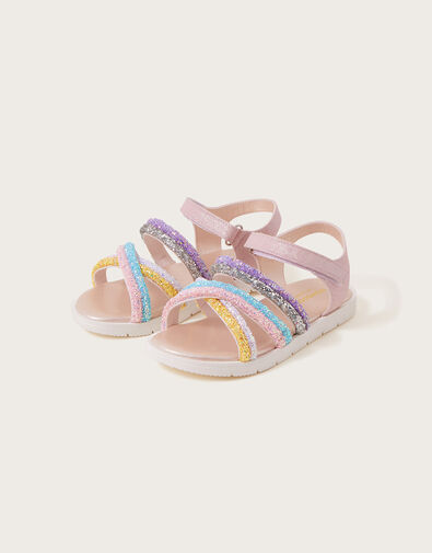 Glitter Strap Rainbow Sandals, Multi (MULTI), large