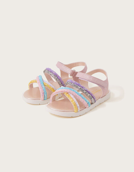 Glitter Strap Rainbow Sandals, Multi (MULTI), large