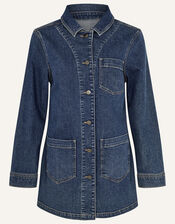 Longline Denim Jacket, Blue (DENIM BLUE), large