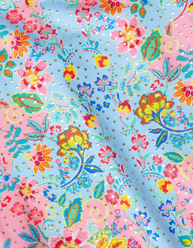 Foil Floral Print Swimsuit, Blue (BLUE), large