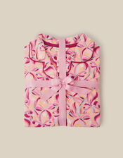 Glow in the Dark Bow Print Long Pyjama Set, Pink (PINK), large