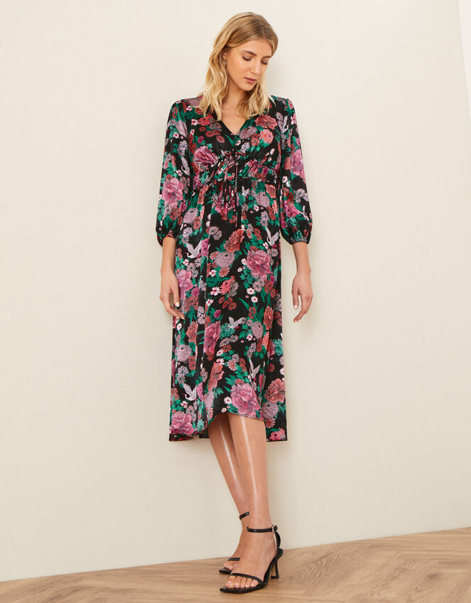 Kasenya Oriental Floral Dress, Black (BLACK), large