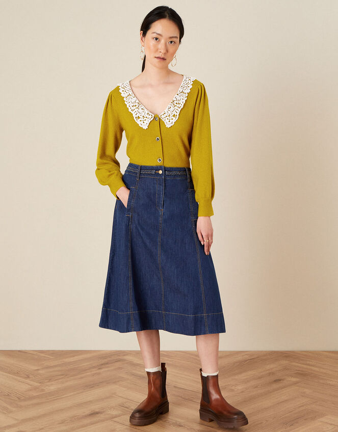 A-Line Denim Skirt, Blue (DENIM BLUE), large