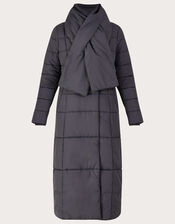Scarlette Scarf Padded Coat with Recycled Polyester, Grey (CHARCOAL), large