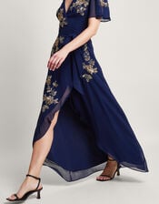 Sarah Embellished Wrap Dress , Blue (MIDNIGHT), large