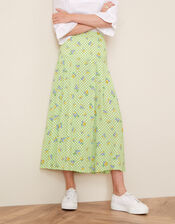 Gabriella Floral and Gingham Skirt, Green (GREEN), large