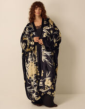 Clemence Paloma Long Floral Print Velvet Kimono, , large