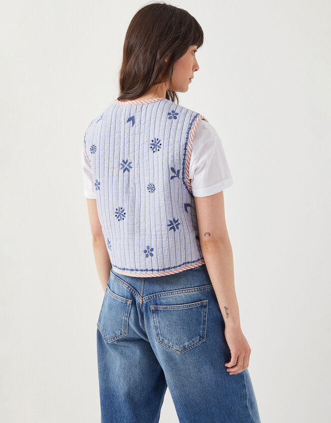 East Teleri Reversible Stripe Waistcoat, Blue (BLUE), large