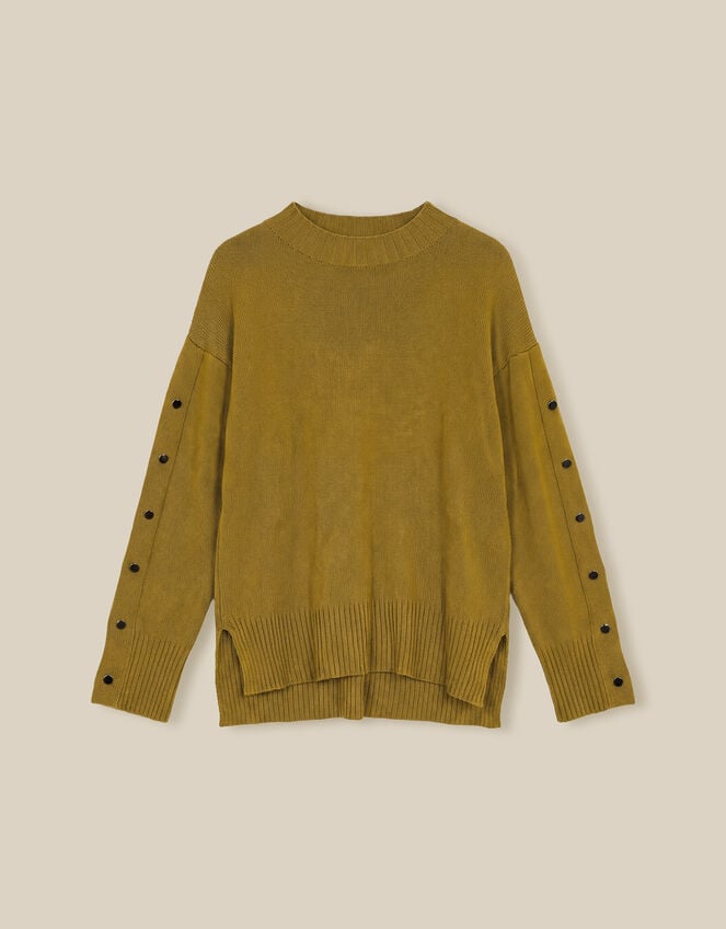 Bree Button Knit Jumper, Green (CHARTREUSE), large