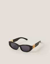 Chunky Oval Sunglasses, Black (BLACK), large