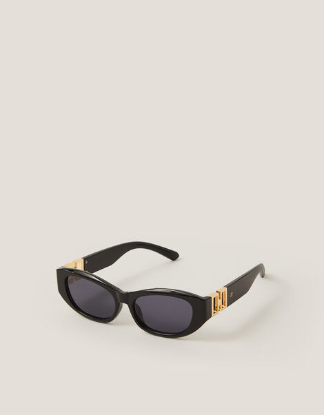 Chunky Oval Sunglasses, Black (BLACK), large
