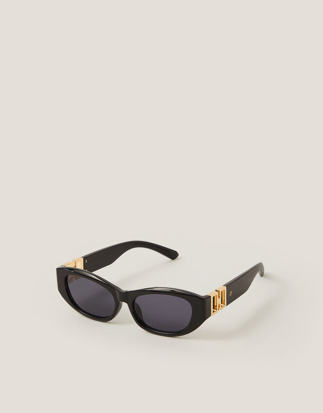 Chunky Oval Sunglasses, Black (BLACK), large
