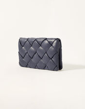 Quilted Occasion Leather Clutch Bag, Blue (NAVY), large