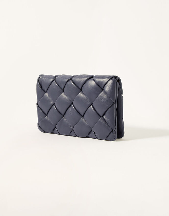 Quilted Occasion Leather Clutch Bag, Blue (NAVY), large