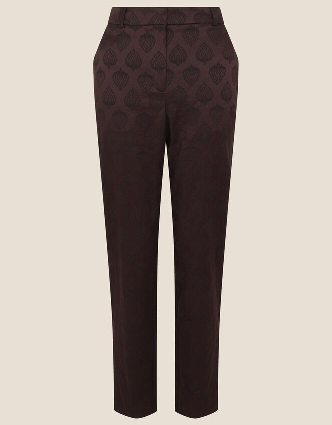 Josie Jacquard Trousers, Brown (CHOCOLATE), large