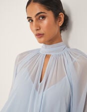 Amelie Cape Sleeve Chiffon Maxi Dress, Blue (PALE BLUE), large