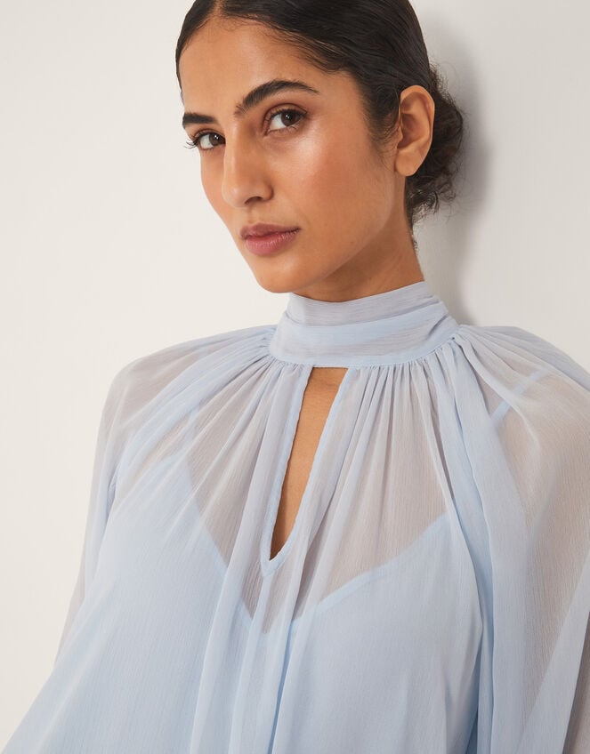 Amelie Cape Sleeve Chiffon Maxi Dress, Blue (PALE BLUE), large