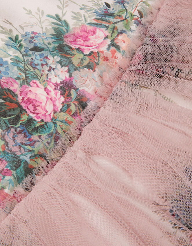 Charlotte Short Sleeve Floral Tulle Dress, Pink (PINK), large