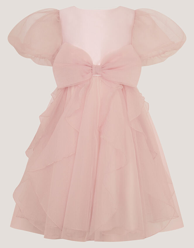 Raphela Puff Sleeve Bow Party Dress, Pink (PINK), large