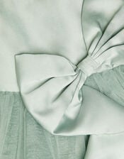 Baby Waterfall Bow Tulle Dress , Green (SAGE), large