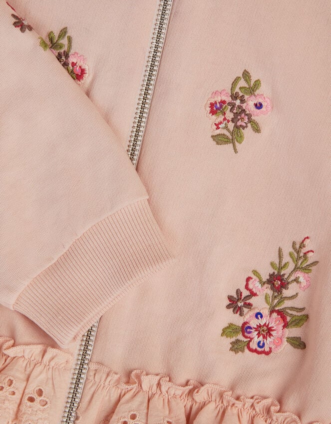 Floral Embroidered Broderie Hoodie, Pink (PINK), large