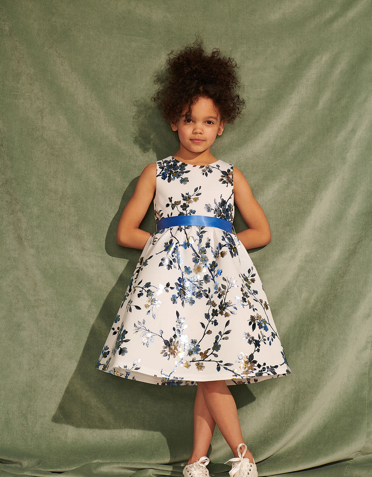 Floral Foil Print Scuba Dress Multi