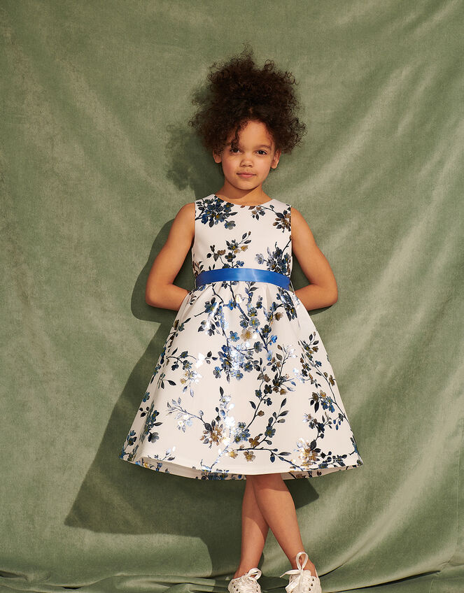 Floral Foil Print Scuba Dress Multi