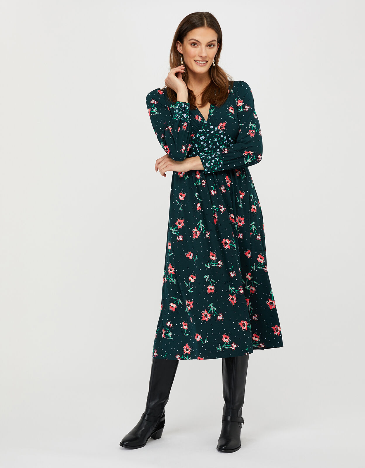 monsoon green floral dress